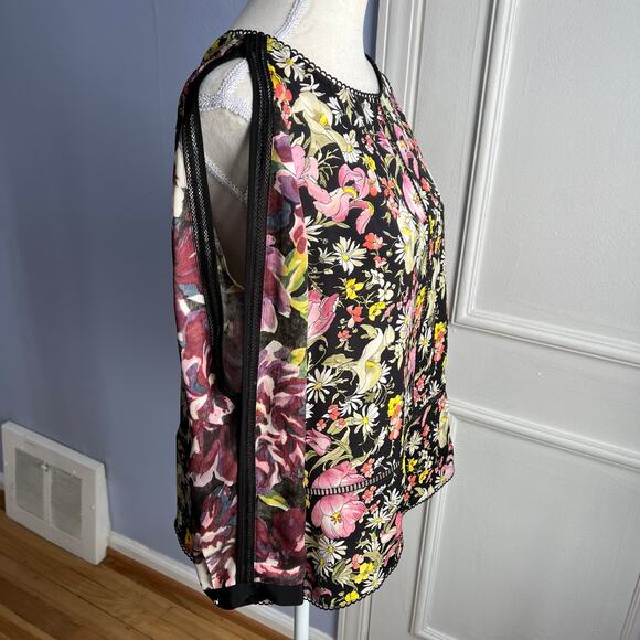 3.1 Phillip Lim Silk Floral Top Cold Shoulder Meadow Flower Spring Womens Size 8 - Picture 7 of 14